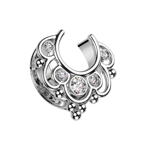 Sattel silber Blumen mit Kristallen silber