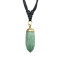Collier noir pendentif goutte de cristal en pierre de quartz rose