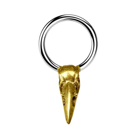 Micro Closure Ring silber Krähenschädel vergoldet