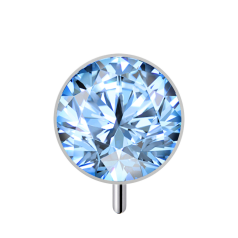 Demi-sphère argentée sans filetage à lavant avec cristal aqua