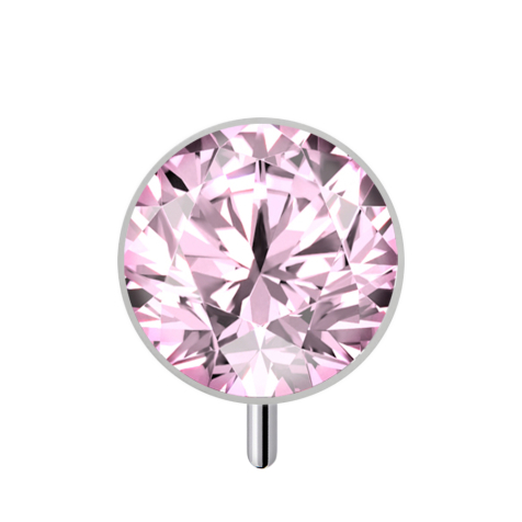 Threadless Mezzosfera argento frontale con cristallo rosa