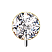 Threadless hemisphere gold-plated front with crystal silver