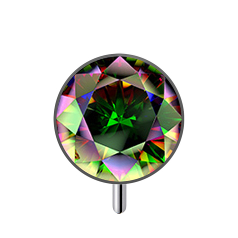 Demi-sphère sans filetage noire à lavant avec cristal multicolore foncé