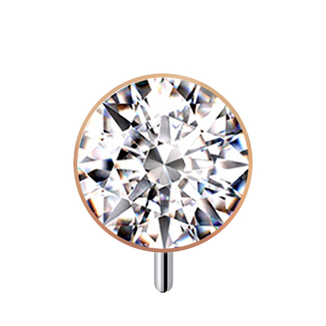 Threadless Mezzisfera oro rosa frontale con cristallo argento