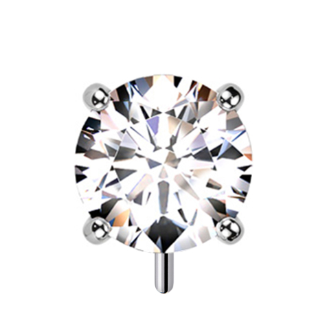 Threadless argento spesso frontale con cristallo incastonato in argento