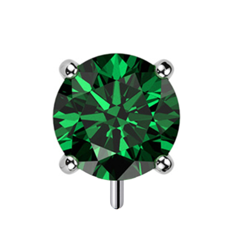 Threadless argent épais devant avec cristal vert serti