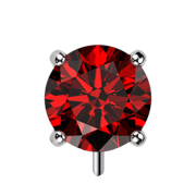 Threadless argento spesso frontale con cristallo rosso...