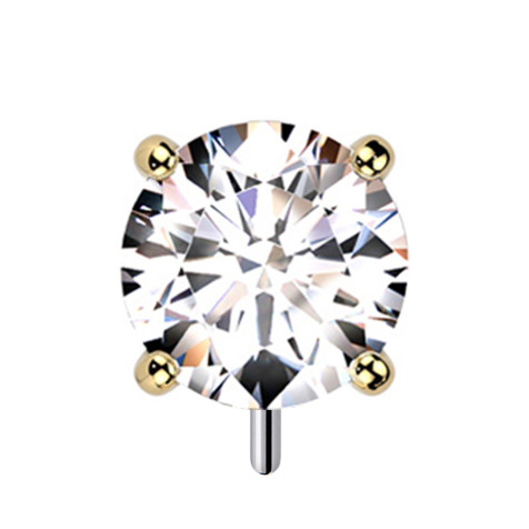 Threadless gold-plated thick front with crystal silver setting