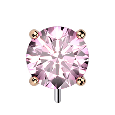Threadless rose gold thick front with crystal pink setting