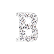 Threadless argento con cristalli argento lettera B