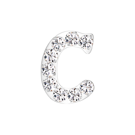 Threadless silver with crystals silver letter C