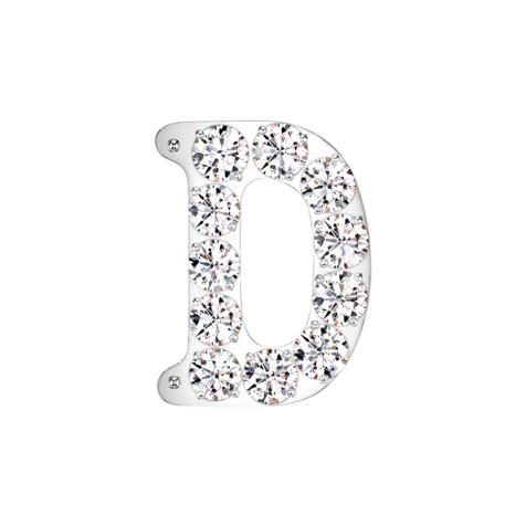 Sans fil argenté avec cristaux argentés lettre D