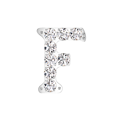 Sans filetage argent avec cristaux argent lettre F
