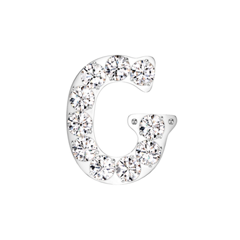 Threadless silver with crystals silver letter G
