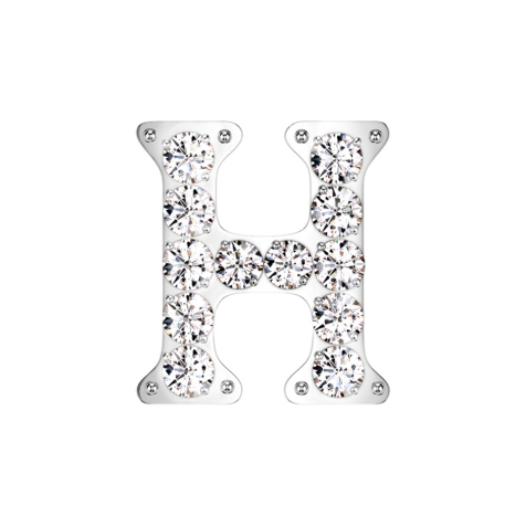 Threadless silver with crystals silver letter H