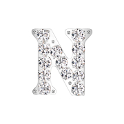 Threadless argento con cristalli argento lettera N