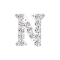 Threadless silver with crystals silver letter N