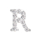 Threadless silver with crystals silver letter R