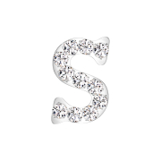 Threadless argento con cristalli argento lettera S