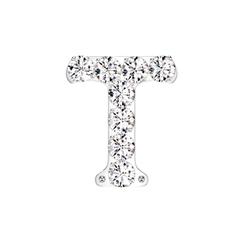 Sans filetage argent avec cristaux argent lettre T