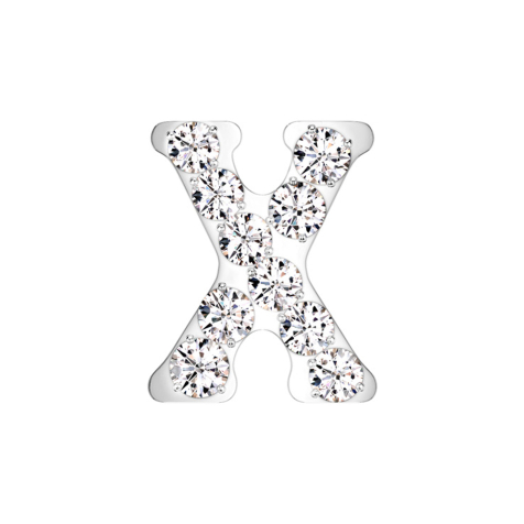 Sans filetage argent avec cristaux argent lettre X