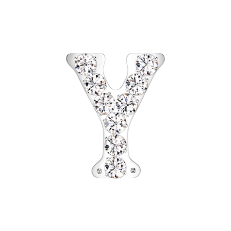 Threadless silver with crystals silver letter Y