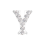 Threadless argento con cristalli argento lettera Y