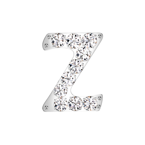 Sans filetage argent avec cristaux argent lettre Z
