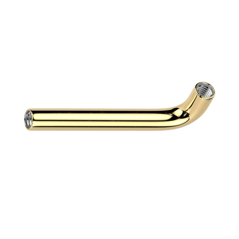 Gold-plated L-shaped barbell rod with internal thread