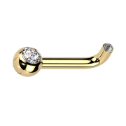 L-Shaped Curved Barbell, Gold-Plated with Internal Thread...