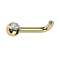 L-Shaped Curved Barbell, Gold-Plated with Internal Thread and Silver Crystal Bead