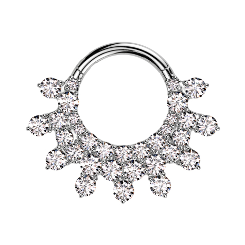 Micro Segmentring klappbar silber Sonne Kristalle silber