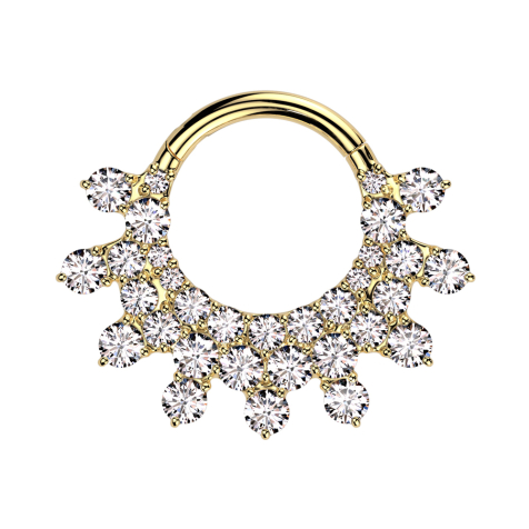 Micro segment ring, foldable, gold-plated, sun crystals, silver