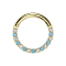 Micro segment ring, foldable, gold-plated, front crystals, silver with turquoise stones