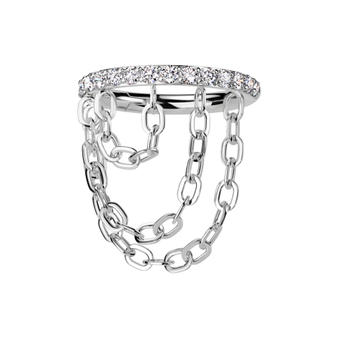 Micro segment ring hinged silver Hexagon front crystals silver
