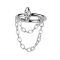 Micro segment ring, foldable, silver, large oval crystal, silver pendant, horizontal, two chains