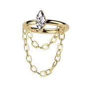 Micro segment ring, foldable, gold-plated, large oval...