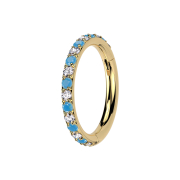 Foldable micro segment ring, gold-plated, crystals,...