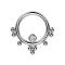 Micro anneau segment pliable argent front cinq cristaux argent