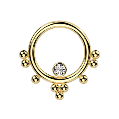 Anello a micro segmenti con cerniera in argento cinque cristalli argento