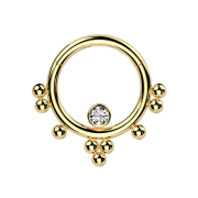 Micro anneau segment pliable argent front cinq cristaux...