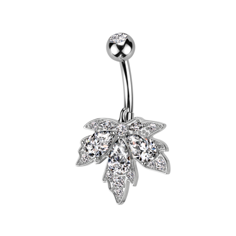 Banane silber mit Kugel silber Kristall silber und Ahornblatt Kristalle silber