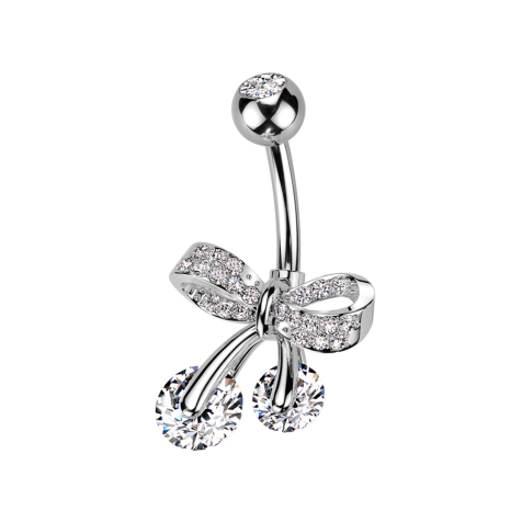 Banana argento con sfera argento cristallo argento e cristalli fiore argento e argento