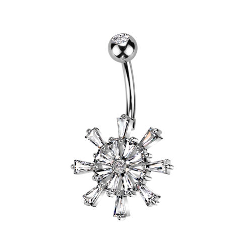 Banana argento con sfera argento cristallo argento e cristalli fiore argento e argento