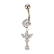 Banana silver with two balls crystal silver pendant bar pointed three crystals