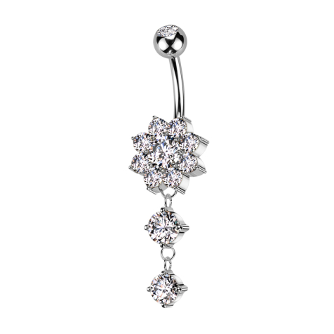 Banana silver with two balls crystal silver pendant bar pointed three crystals
