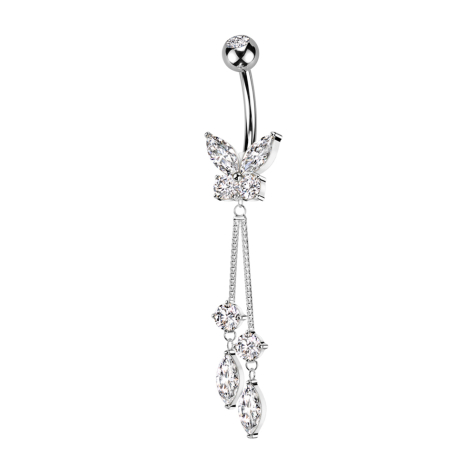 Banana silver with two balls crystal silver pendant bar pointed three crystals