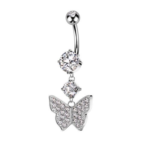 Banana in argento con due sfere di cristallo ciondolo in argento bar a punta tre cristalli