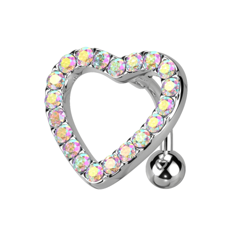 Banane silber mit Kugel und Herz mit Kristallen multicolor