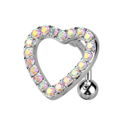 Cuore dargento a banana con cristalli dargento